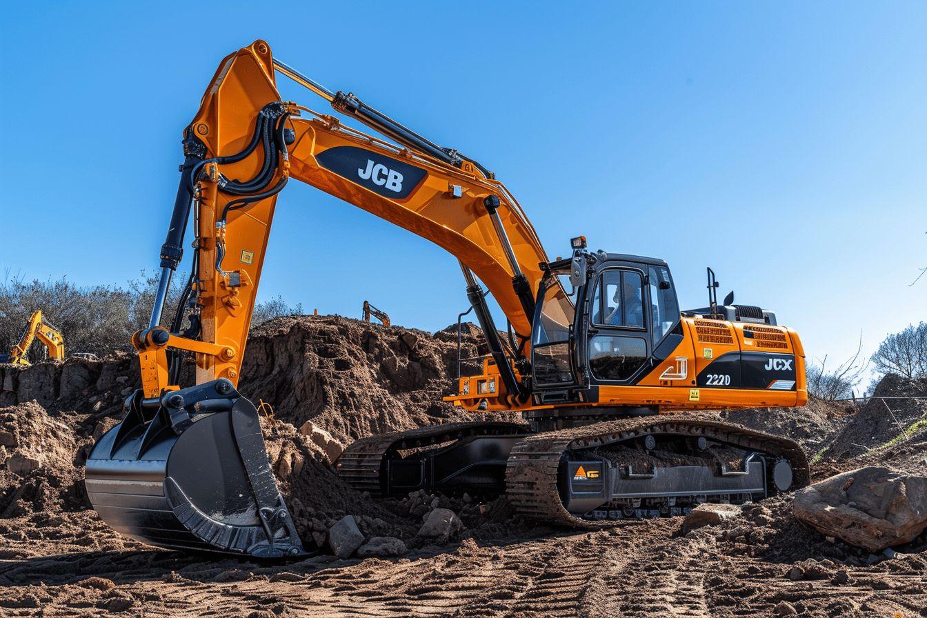 Spécifications techniques de l'excavatrice sur chenilles JCB 220X : fiche détaillée de la pelle hydraulique