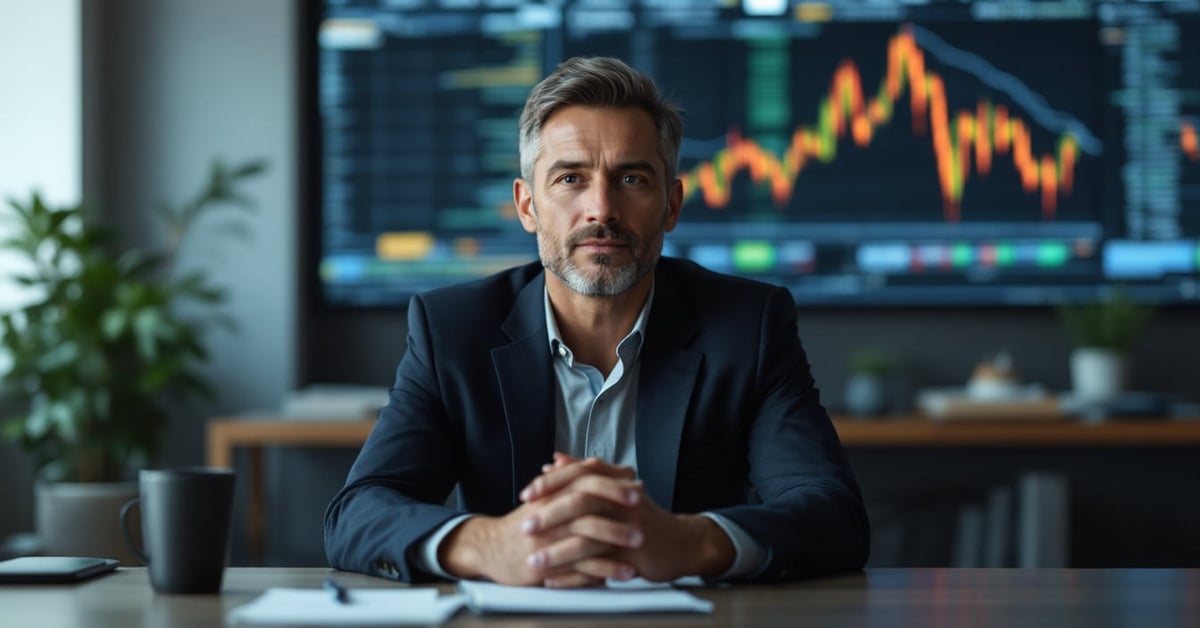 Infrastructure de marché financier : salle de trading moderne avec écrans et données en temps réel