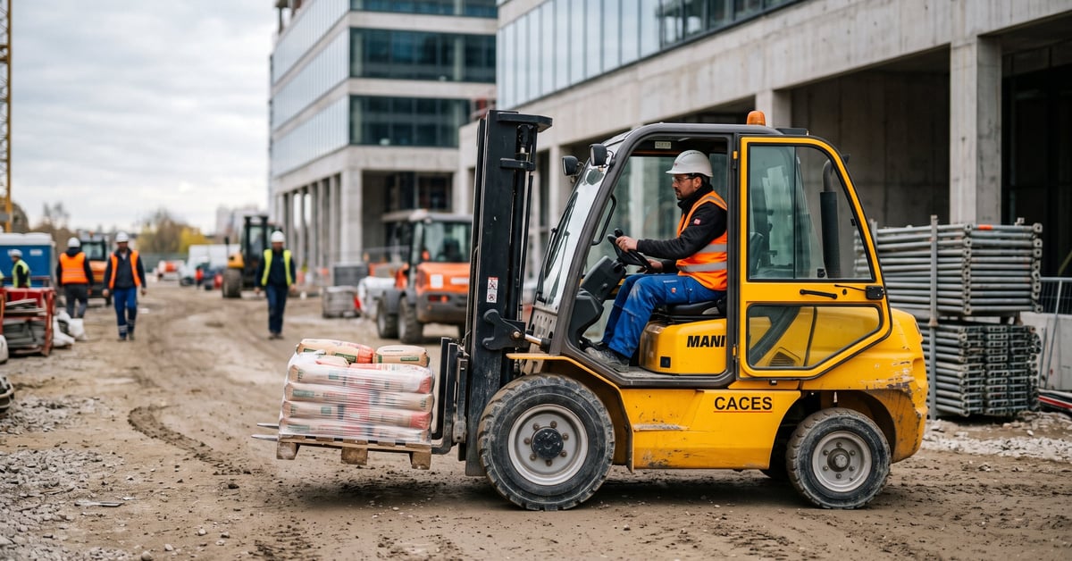 Engin de chantier CACES sur un chantier de construction - certification obligatoire
