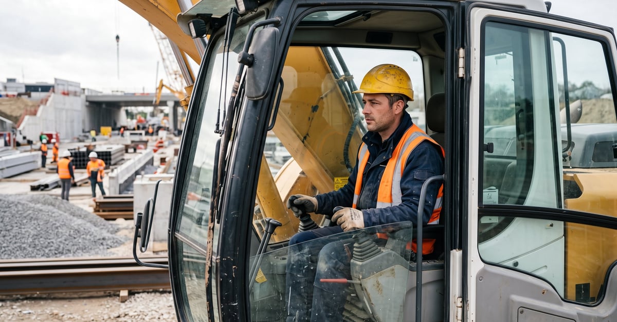Conducteur d'engin de chantier aux commandes d'une machine de construction sur un chantier