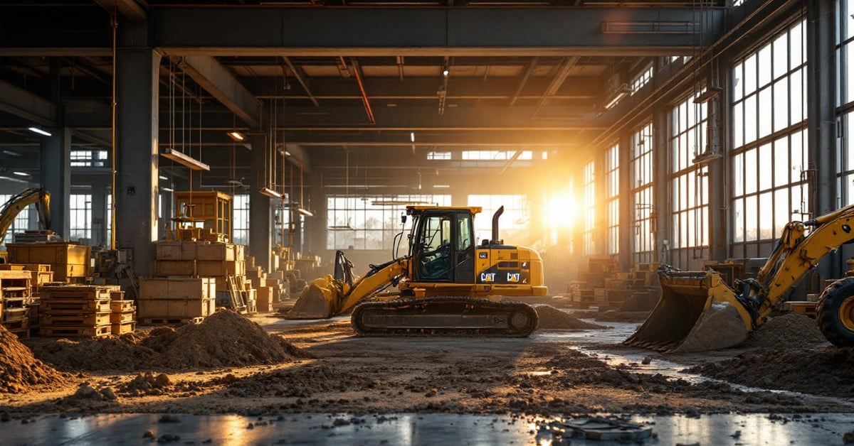 Engin de chantier Caterpillar sur un chantier de construction, bulldozer jaune en action