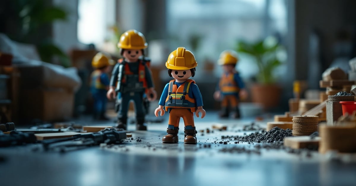 Playmobil engin de chantier : set de jouets avec pelleteuse et figurines de chantier